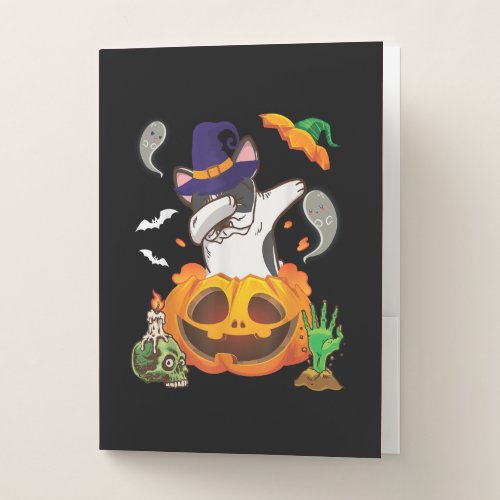 French Bulldog Dabbing To Open Pumpkin Halloween Pocket Folder