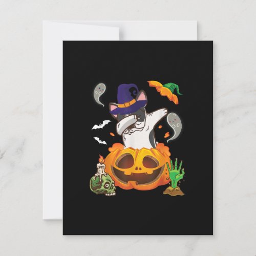 French Bulldog Dabbing To Open Pumpkin Halloween Thank You Card