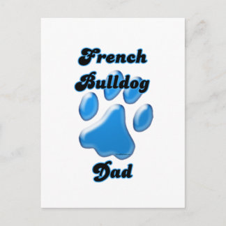 French Bulldog Dad Blue Pawprint Postcard