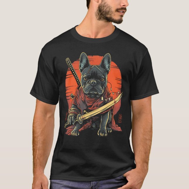 French Bulldog Dad Cute Japanese Anime Stuff Samur T-Shirt (Front)