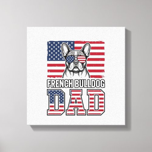 French Bulldog Dad Patriotic Vintage Canvas Print