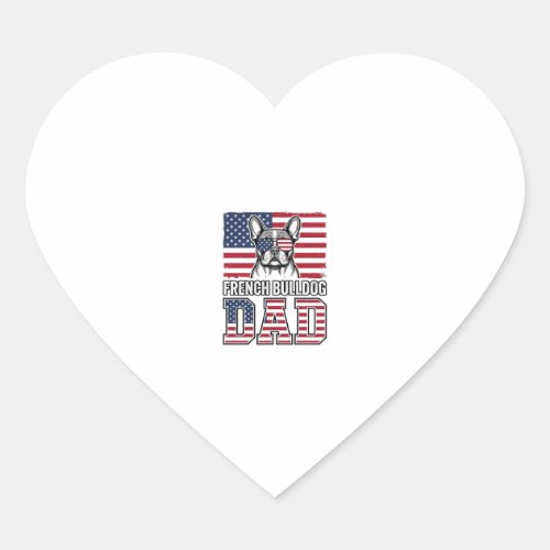 French Bulldog Dad Patriotic Vintage Heart Sticker