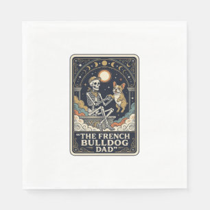 French Bulldog Dad Vintage Skeleton Tarot Shirt_1 Napkins