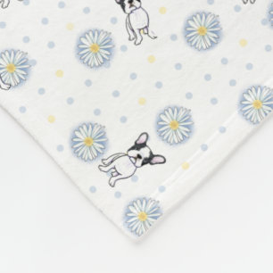 French Bulldog Daisies Art Desk Mat Fleece Blanket