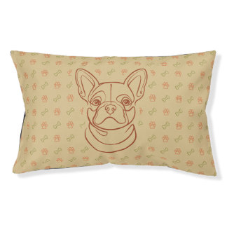 French Bulldog Decorative Line Art Pattern Pet Bed