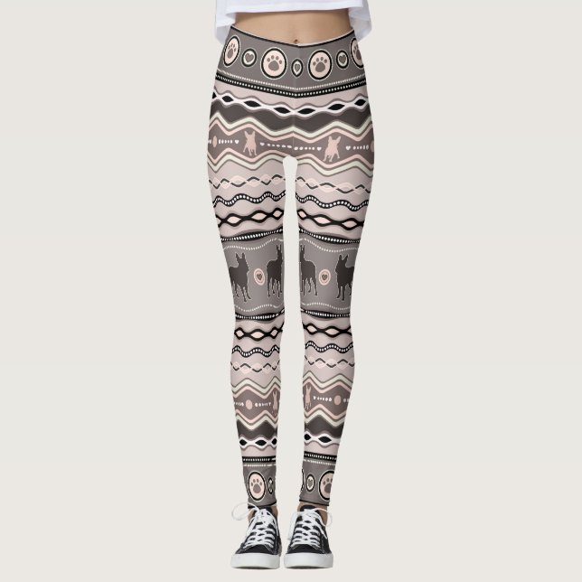 French Bulldog - Decorative Pattern in pastels Leggings (Front)