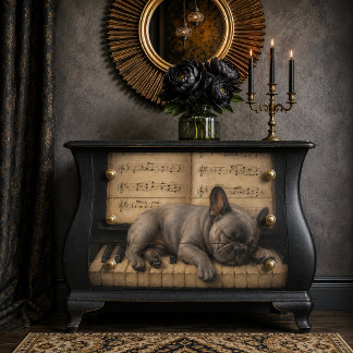 French Bulldog Decoupage Tissue Paper Furniture