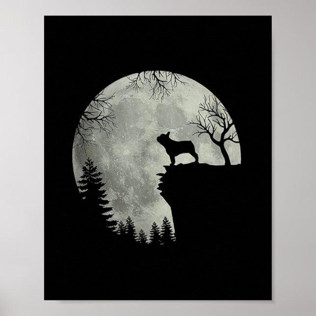 French Bulldog Dog And Moon Halloween Costume  Poster (Front)