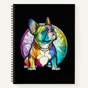 French Bulldog Dog Animal Portrait Stained Glass Notebook