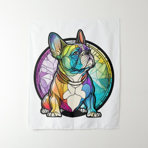 French Bulldog Dog Animal Portrait Stained Glass  Tapestry