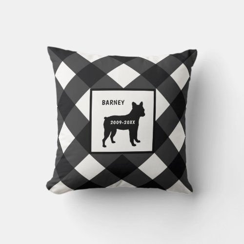 French Bulldog Dog Breed Buffalo Check Memorial Throw Pillow