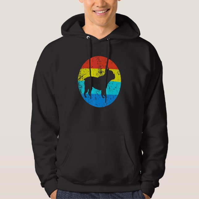 French Bulldog Dog Breed Silhouette Retro 1970s Ci Hoodie (Front)
