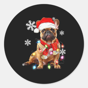 French Bulldog Dog Christmas Light Pajama Pet Xmas Classic Round Sticker