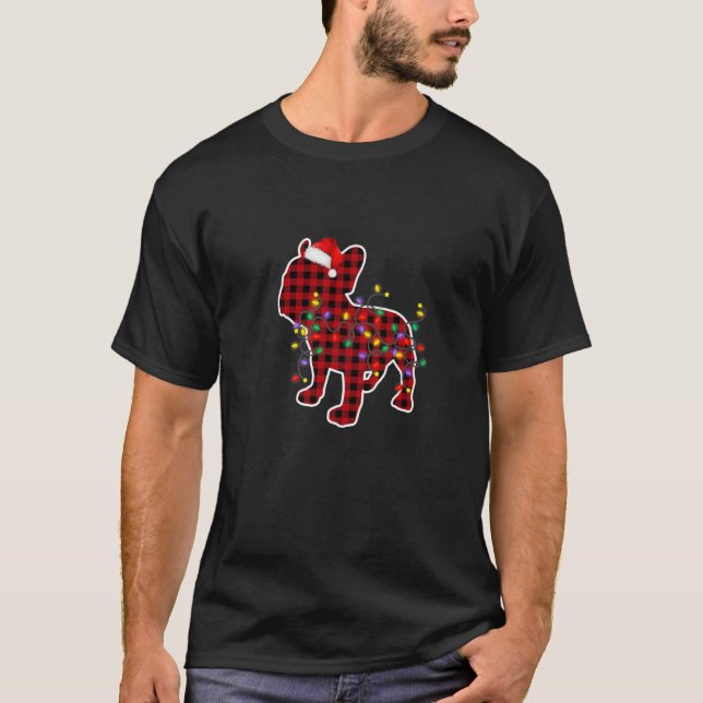 French Bulldog Dog Christmas Lights Pajamas Family T-Shirt (Front)
