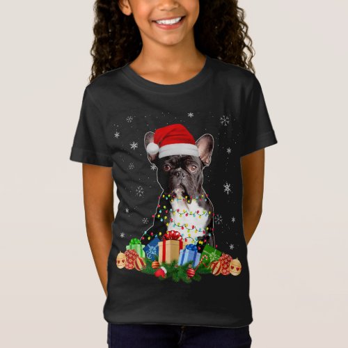 French Bulldog Dog Christmas Lights Santa Puppy Do T_Shirt