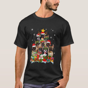 French Bulldog Dog Christmas Tree Lights Xmas Sant T-Shirt