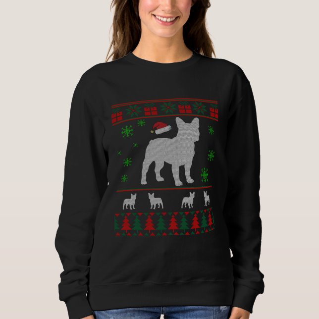 French Bulldog Dog  Christmas Ugly Christmas Sweat Sweatshirt (Front)