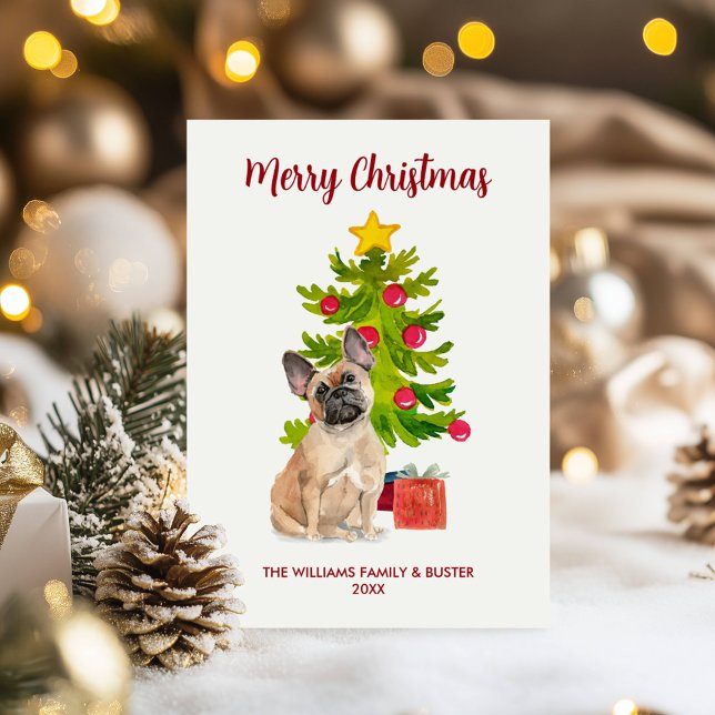 French Bulldog Dog Family Christmas Holiday Card (Creator Uploaded)