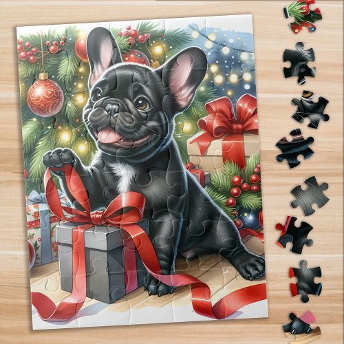 French Bulldog Dog Festive Christmas Puppy Jigsaw Puzzle