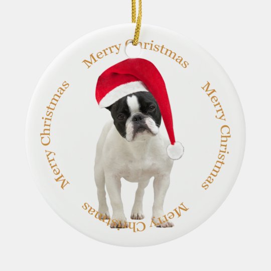 French Bulldog dog green christmas tree ornament