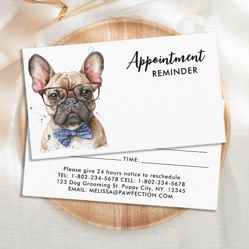 French Bulldog Dog Groomer Puppy Pet Care Appointment Card