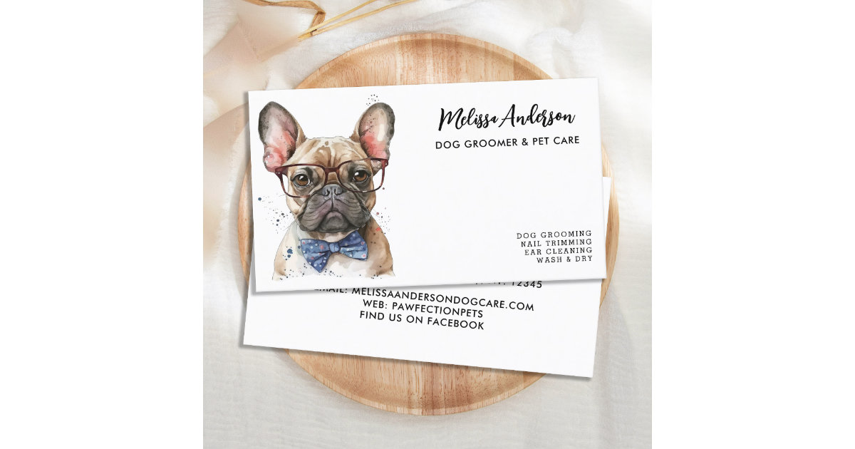 French Bulldog Dog Groomer Puppy Pet Care Business Card Zazzle