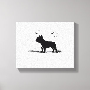French Bulldog Dog – Halloween Moon Silhouette Ove Canvas Print