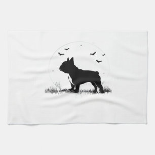 French Bulldog Dog � Halloween Moon Silhouette Ove Kitchen Towel