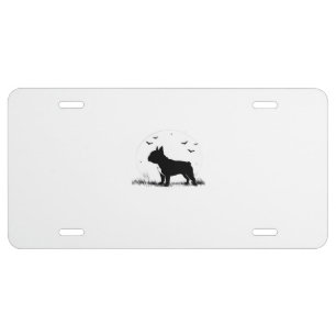 French Bulldog Dog � Halloween Moon Silhouette Ove License Plate