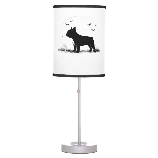 French Bulldog Dog – Halloween Moon Silhouette Ove Table Lamp (Front)
