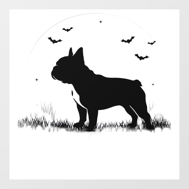 French Bulldog Dog � Halloween Moon Silhouette Ove Wall Decal (Front)