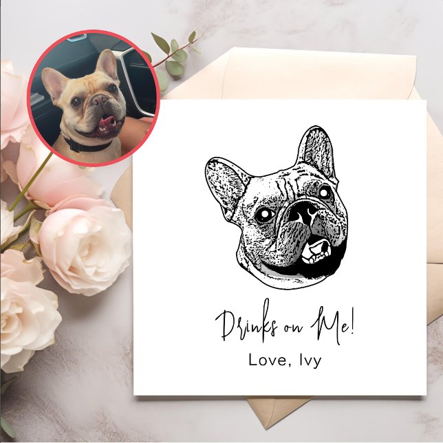 French Bulldog Dog Hand Drawing Personalized Napkins (Creator Uploaded)