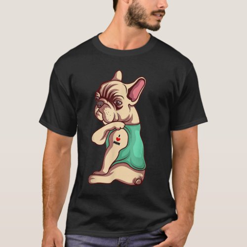 French Bulldog Dog I Love Mom Tattoo Lover funny G T_Shirt