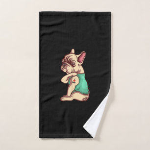 french bulldog dog i love mom tattoo lover gift hand towel