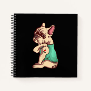 French Bulldog Dog I Love Mom Tattoo Lover Gift Notebook