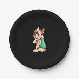 French Bulldog Dog I Love Mom Tattoo Lover Gift Paper Plates
