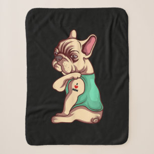 French Bulldog Dog I Love Mom Tattoo Lover Gift Sherpa Blanket