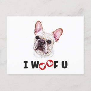 French Bulldog Dog I Woof You Invitation Postcard