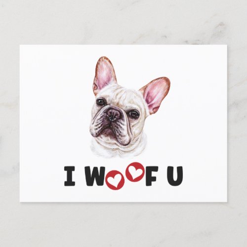 French Bulldog Dog I Woof You Invitation Postcard