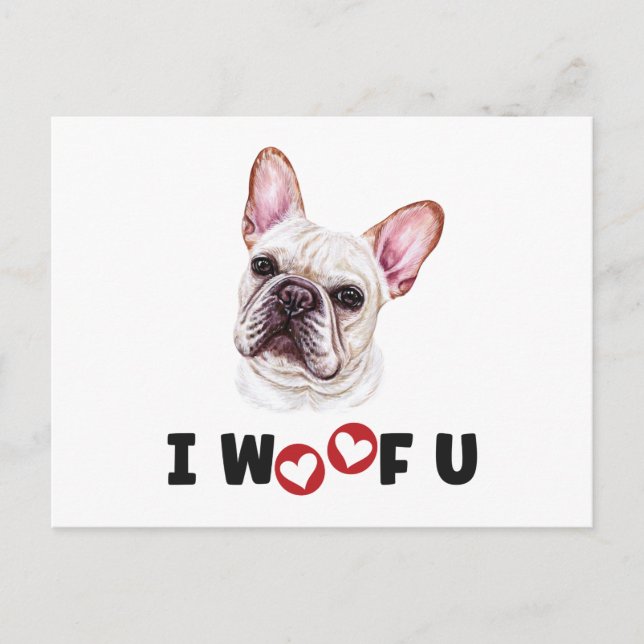 French Bulldog Dog I Woof You Invitation Postcard (Front)