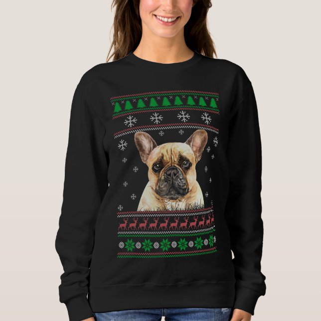 French Bulldog Dog Lover Ugly Christmas Sweater  (Front)