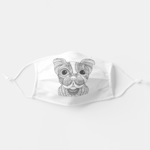 French Bulldog Dog Mandala on White Animal Adult Cloth Face Mask
