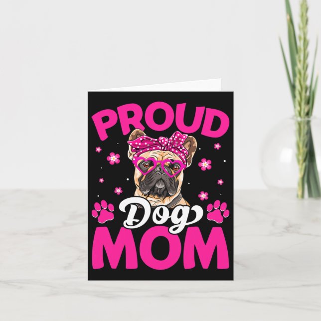French Bulldog Dog Mom Messy Bun Mother's Day  Card (Front)