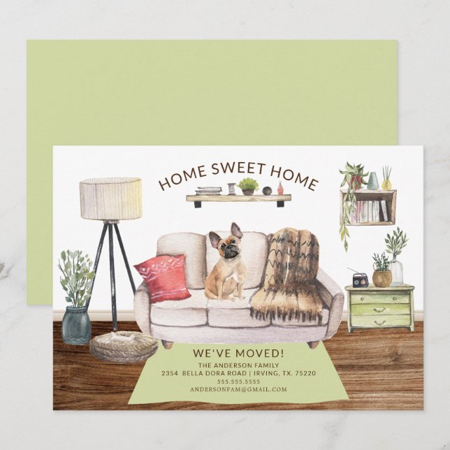 French Bulldog Dog Moving Announcement (Front/Back)