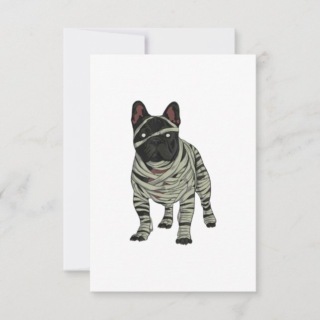 French Bulldog Dog Mummy Halloween Costume Dog Lov RSVP Card (Front)