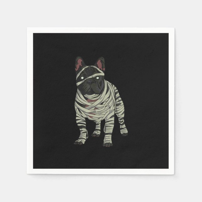 French Bulldog Dog Mummy Halloween Gift Napkins (Front)