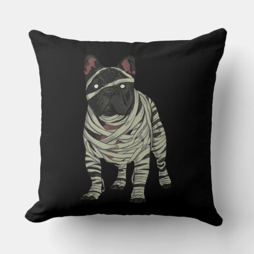 French Bulldog Dog Mummy Halloween Gift Throw Pillow