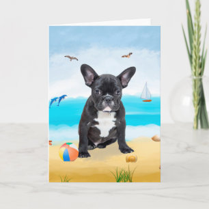 french bulldog Dog on Beach  Card