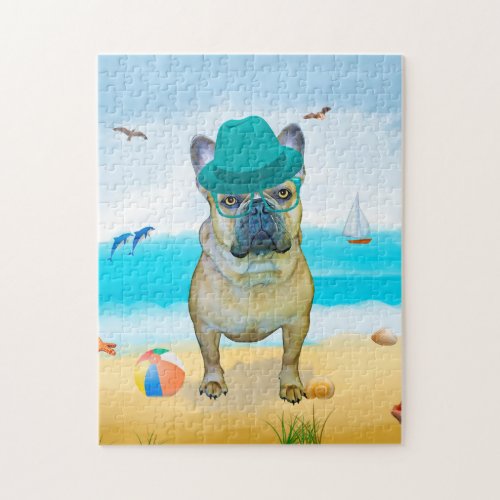 French Bulldog Dog on Beach  Jigsaw Puzzle