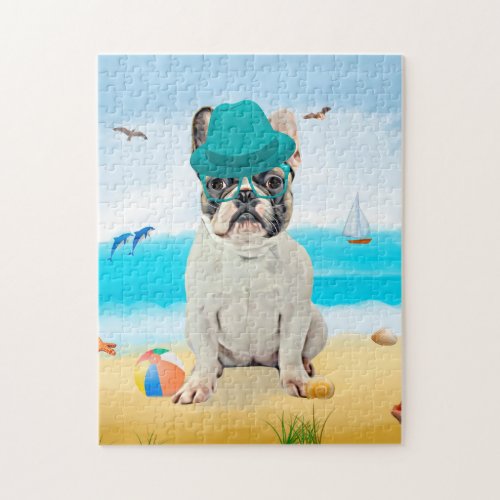 French Bulldog Dog on Beach  Jigsaw Puzzle